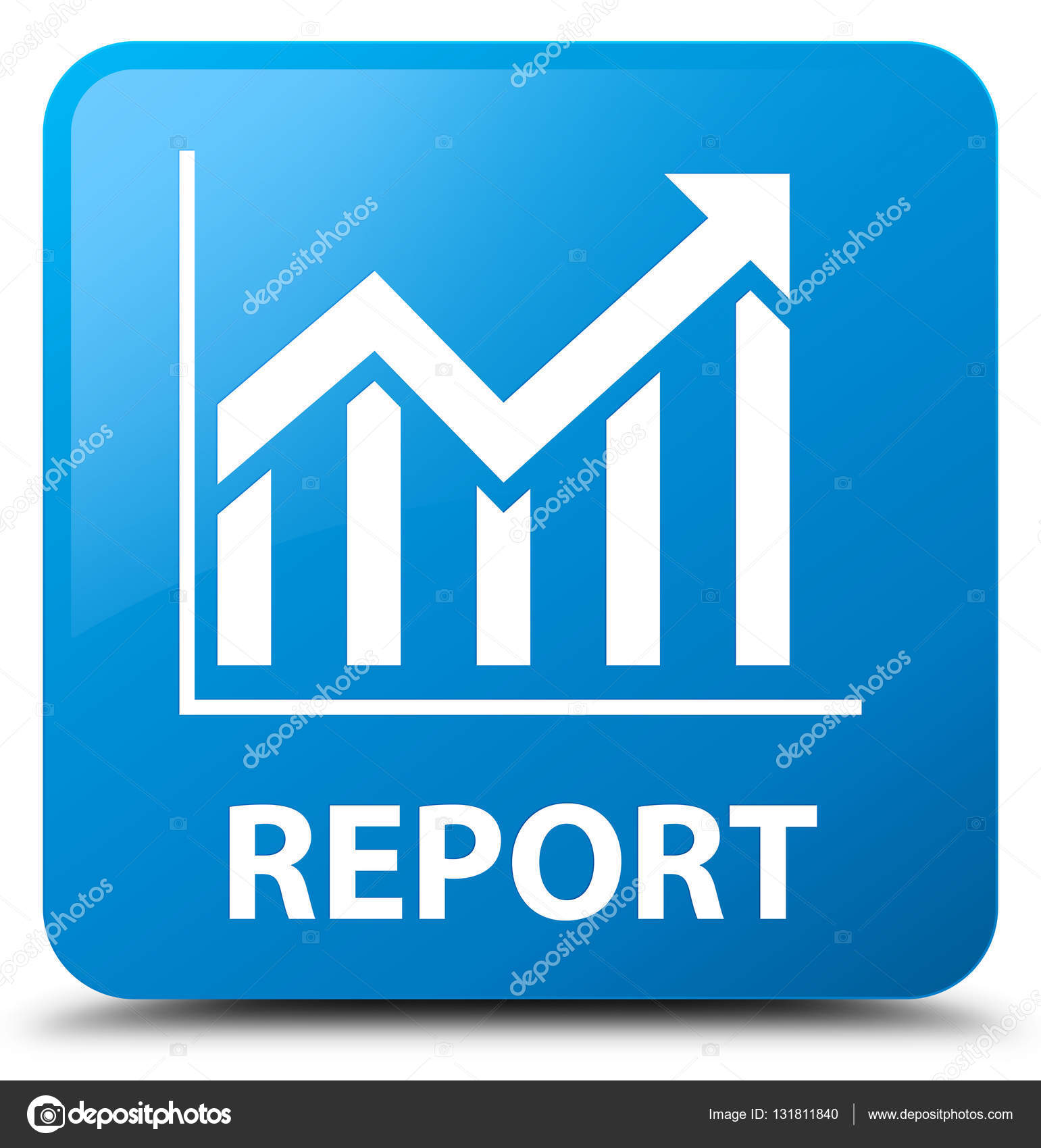 Report (statistics icon) cyan blue square button
