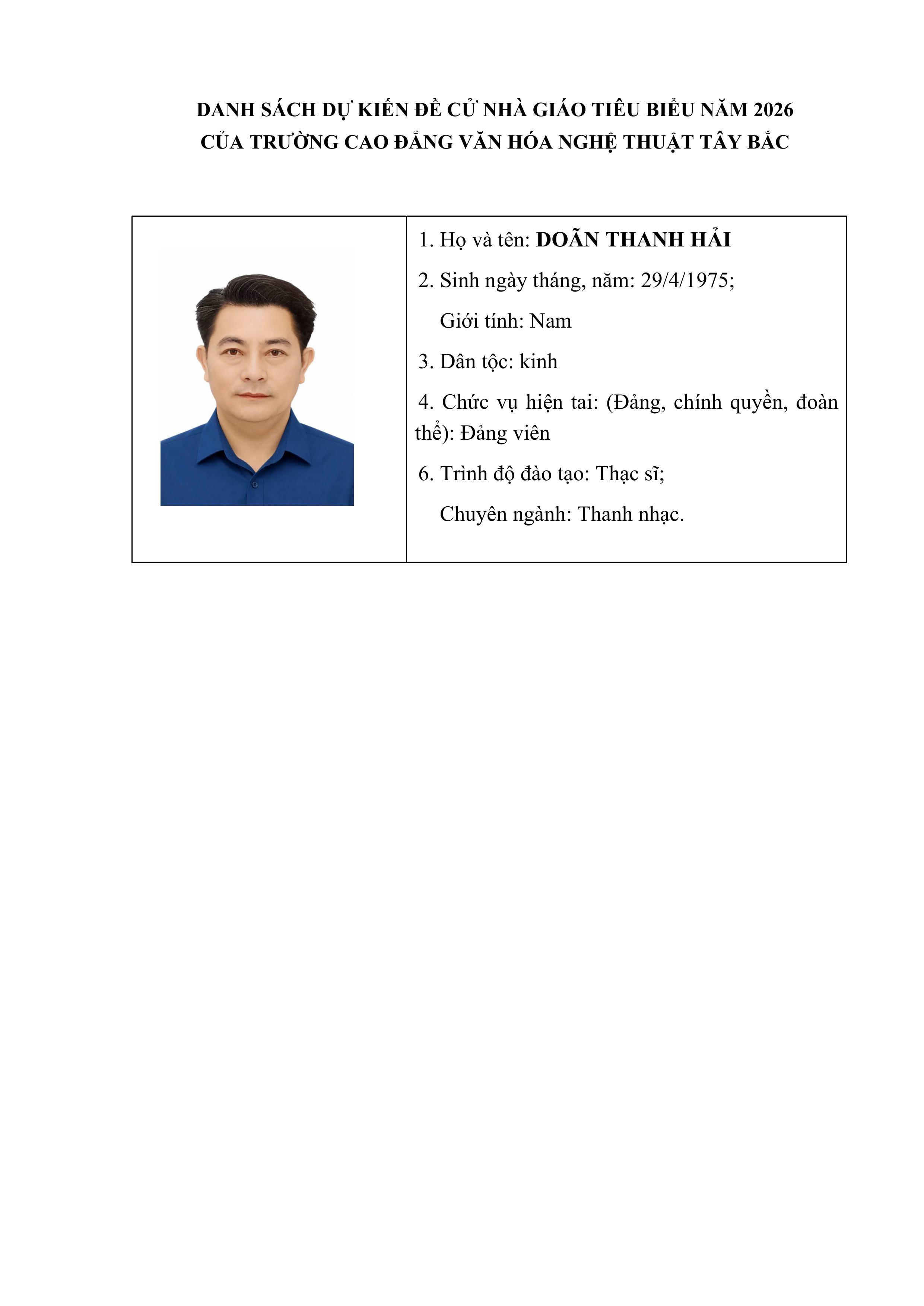 5. DANH SÁCH DỰ KIẾN ĐỀ CỬ NHÀ GIÁO TIÊU BIỂU NĂM 2026